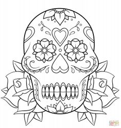 236x251 Five Different Sugar Skull Tattoo Coloring Pages, Printable