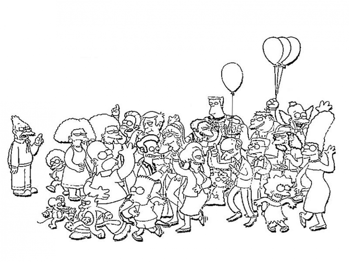 1152x864 Simpsons Coloring Pages Printable Characters Pictures