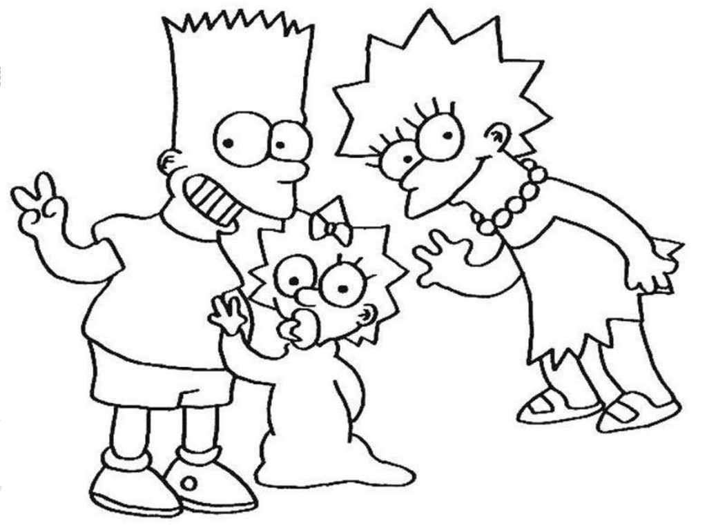 1024x768 Bart Simpson Coloring Book Miss Adewa Pages Simpsons Printable