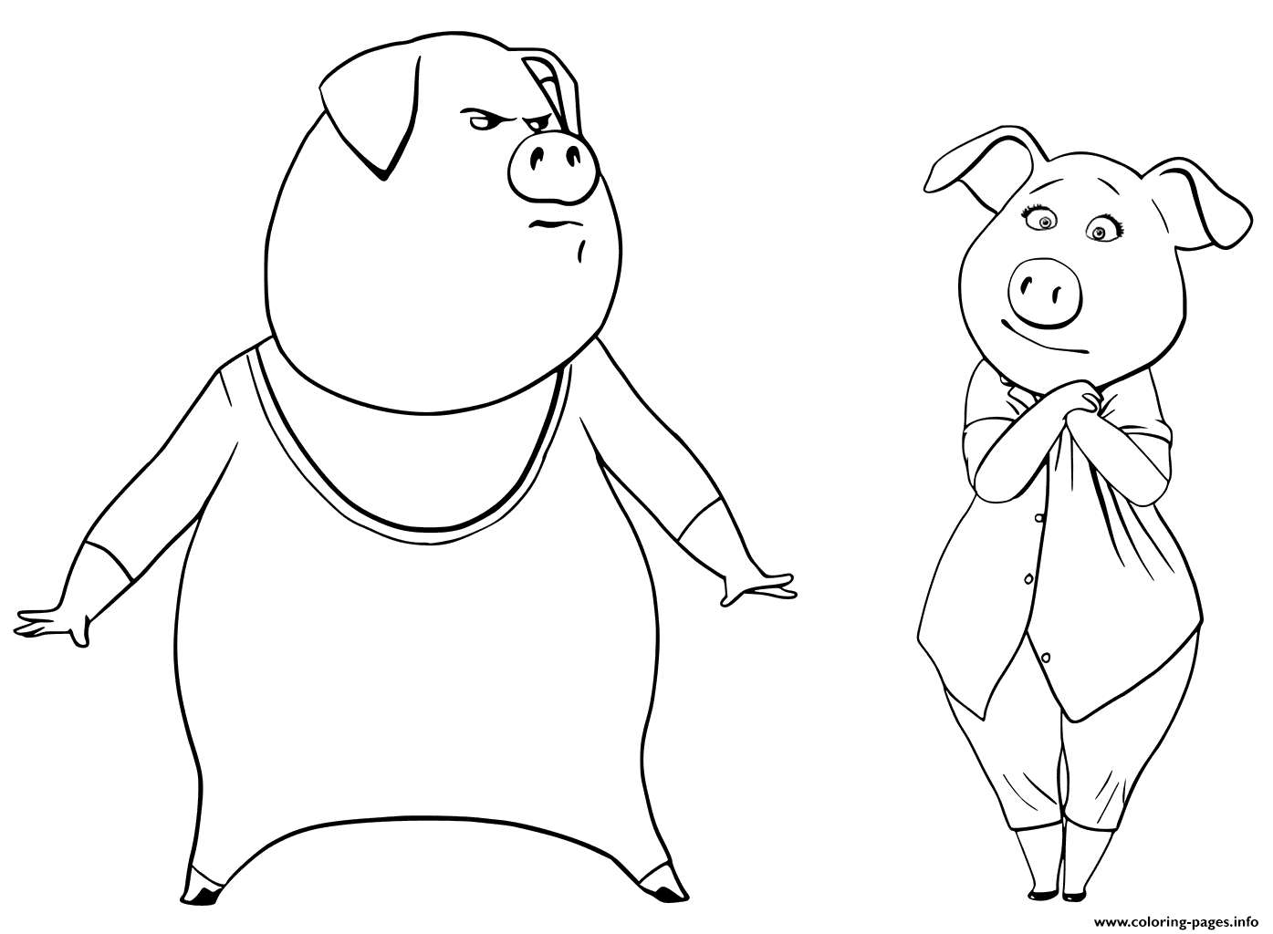 1395x1024 Pigs From Sing Coloring Pages Gunter And Rosita Coloring Pages