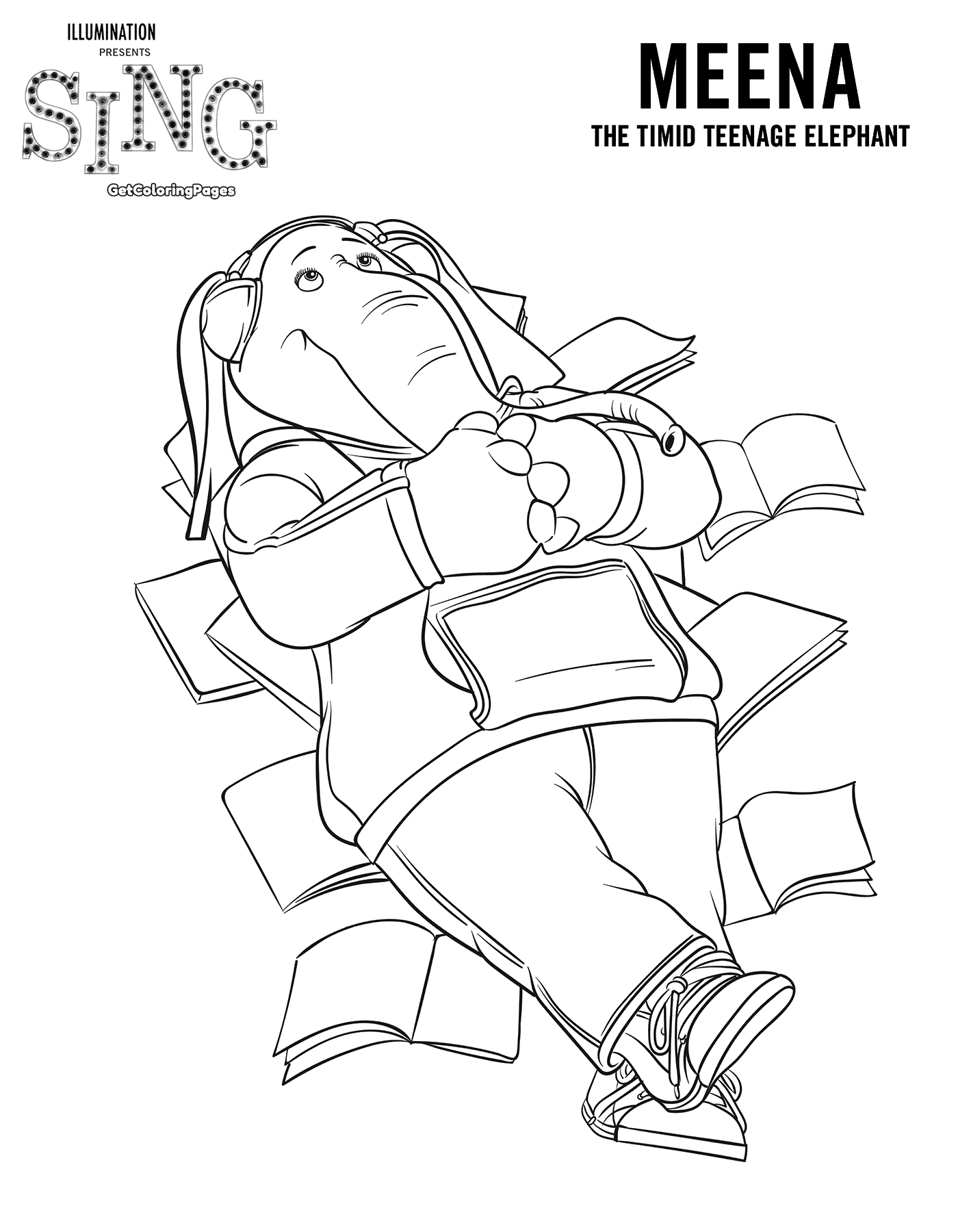 1400x1800 Sing Movie Coloring Pages Elephant Meena