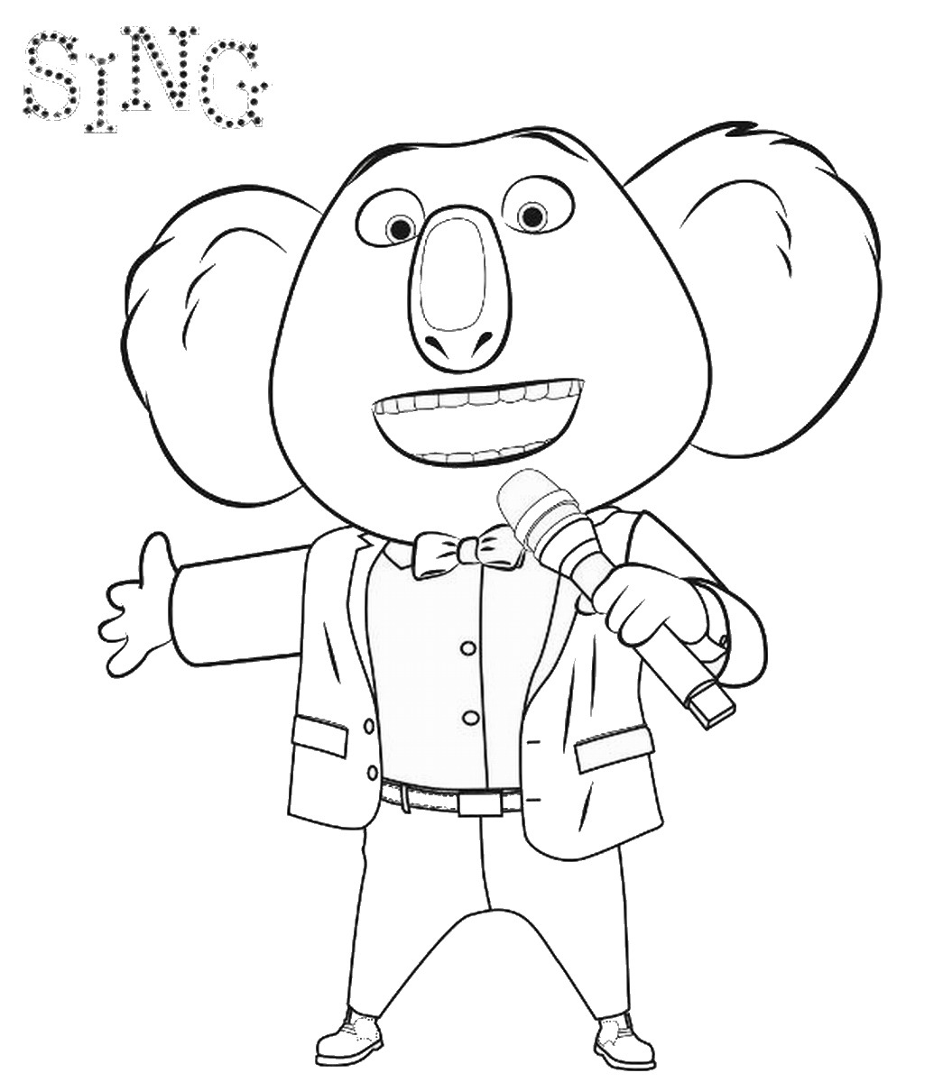 1045x1200 Sing Movie Coloring Pages Music Theme Birthday Party