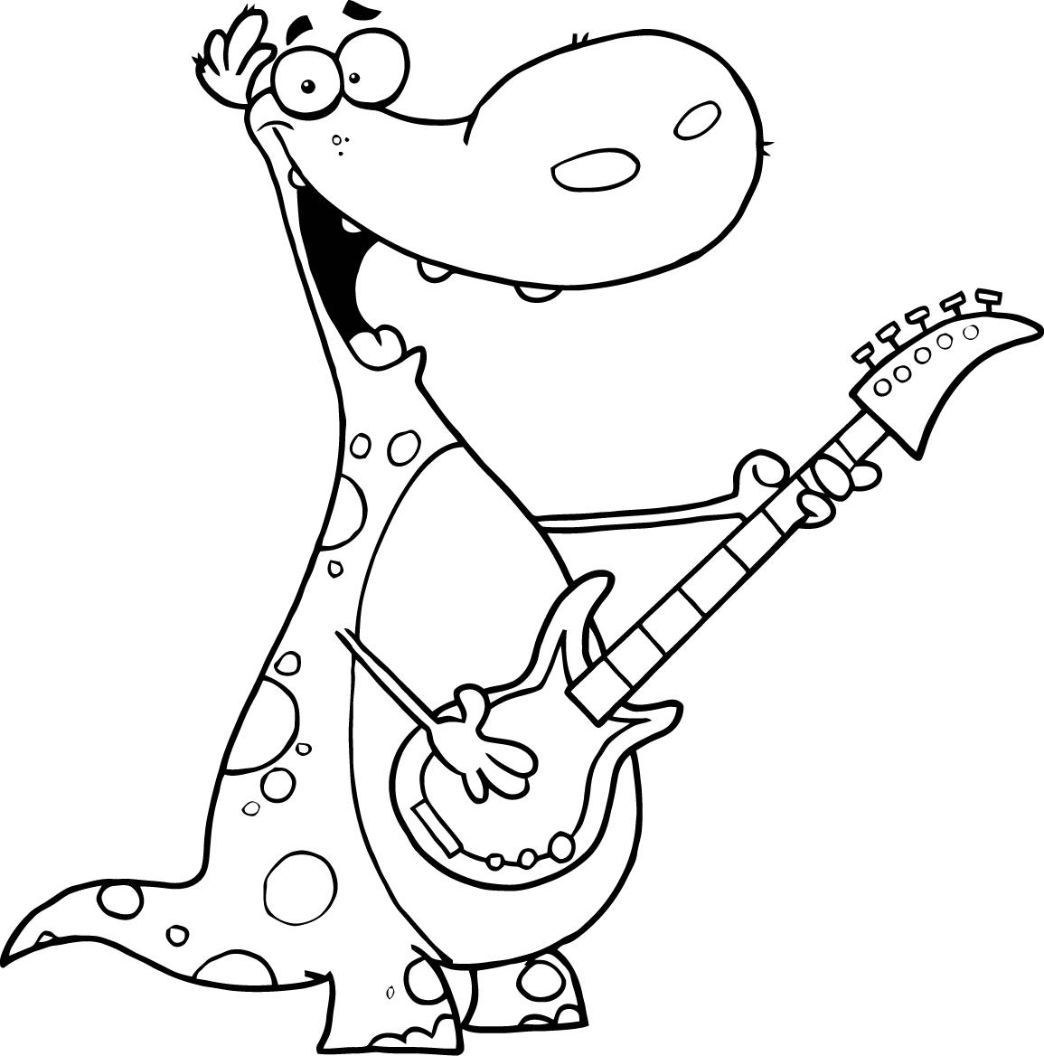 1155x1168 Coloring Pages Of Spotted Dinosaur Playing The Guitar And Singing