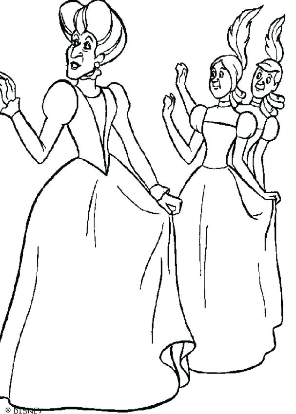607x850 Cinderella Printable Coloring Pages Sisters Coloring Pages Evil