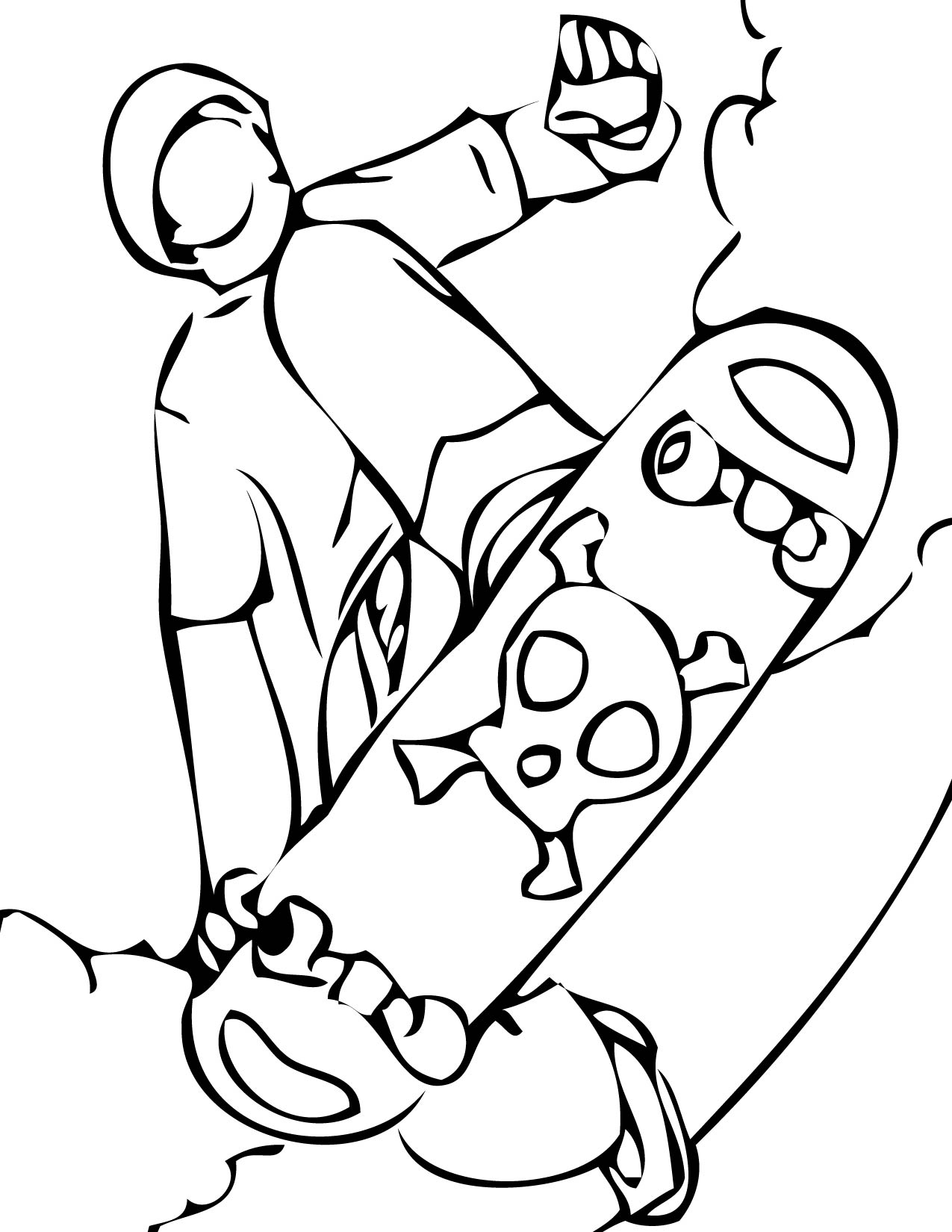 1275x1650 Skateboard Coloring Page
