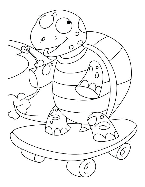 612x792 Tortoise Coloring Page Balanced Tortoise On Skateboard Coloring