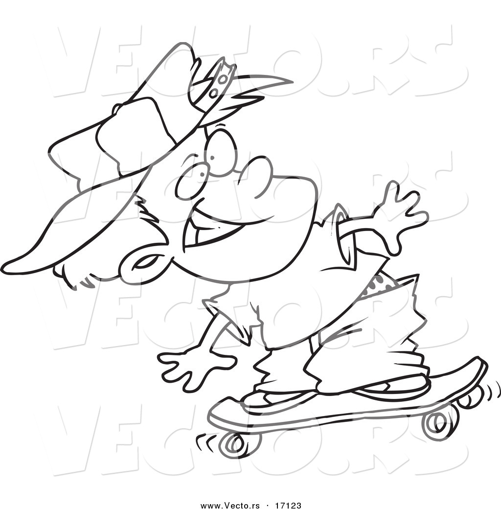 1024x1044 Vector Of A Cartoon Boy Skateboarding