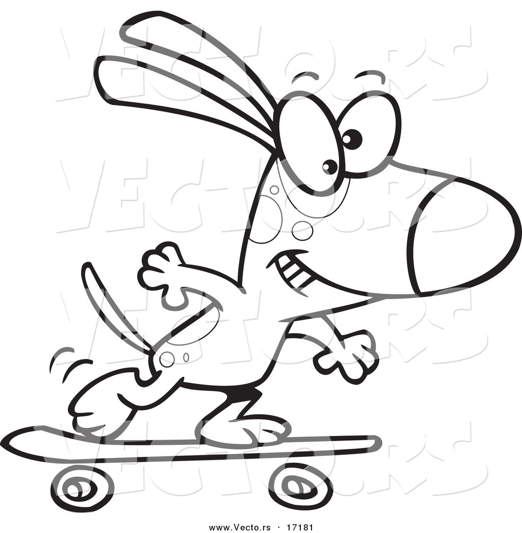 1024x1044 Vector Of A Cartoon Dog Skateboarding