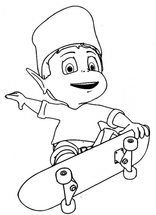 518x713 Adiboo Playing Skateboard Coloring Pages