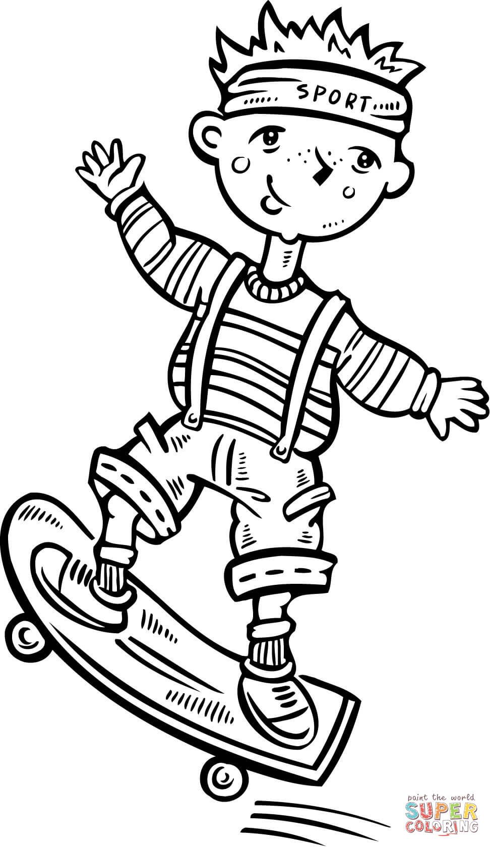 972x1680 Child Riding A Skateboard Coloring Page Free Printable Coloring
