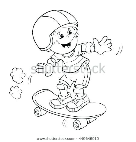 450x470 Coloring Page Outline Cartoon Boy On Stock Vector Boy Outline