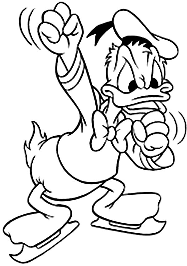 600x855 Donald Duck Ice Skating Coloring Pages
