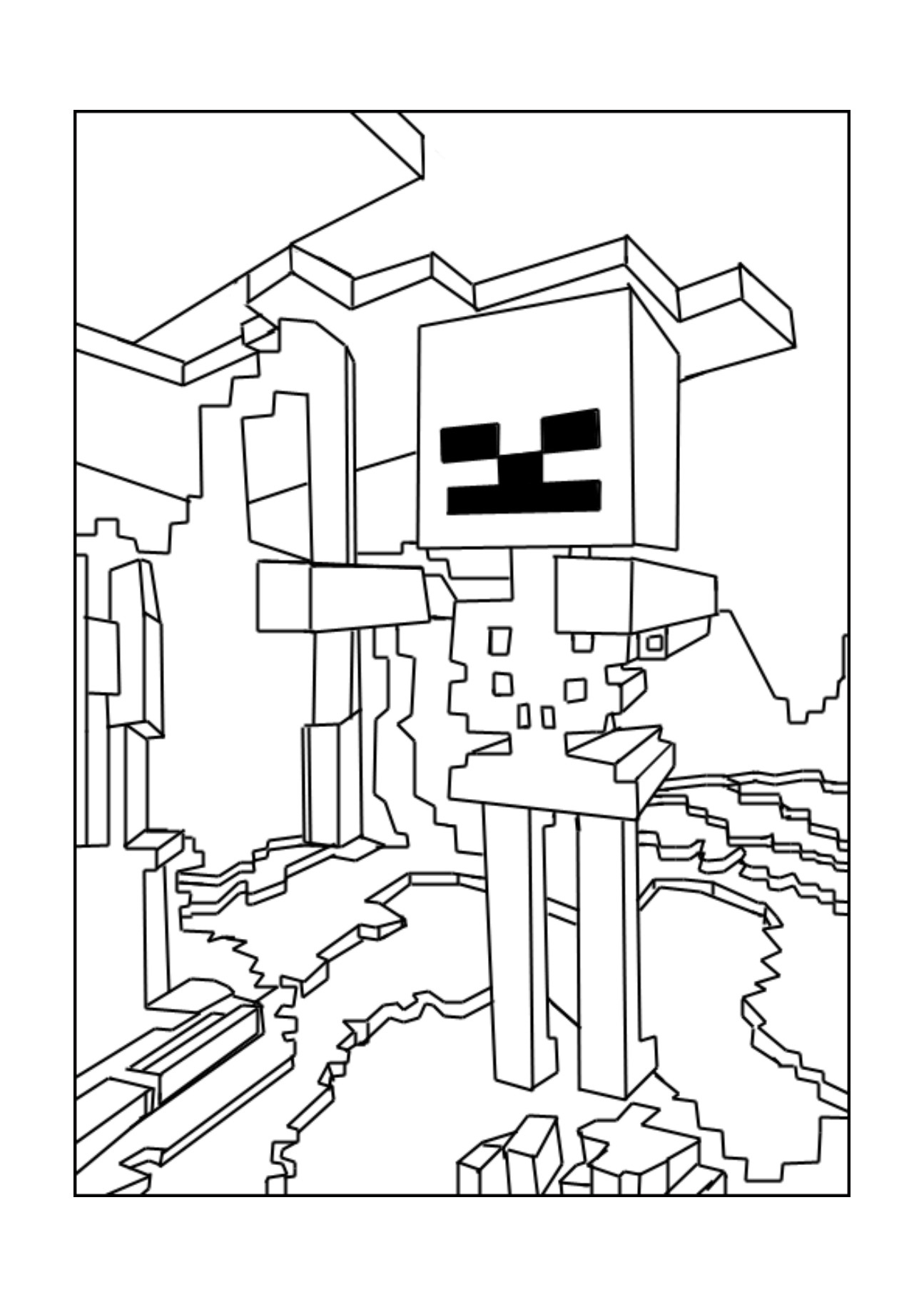 1295x1832 Minecraft Skeleton Coloring Pages To Print Coloring For Kids