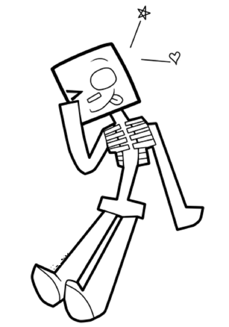 750x1071 Minecraft Cartoon Skeleton Face Coloring Pages