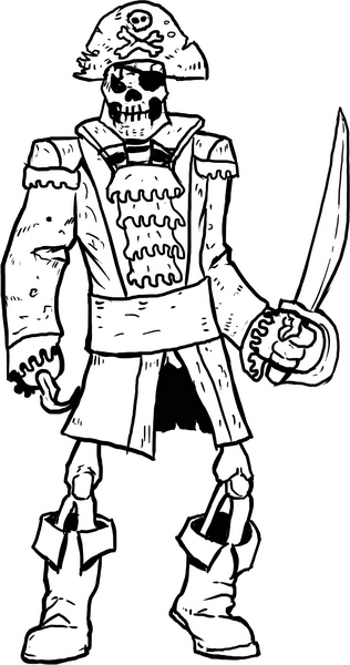 316x600 Pirate Skeleton Coloring Pages