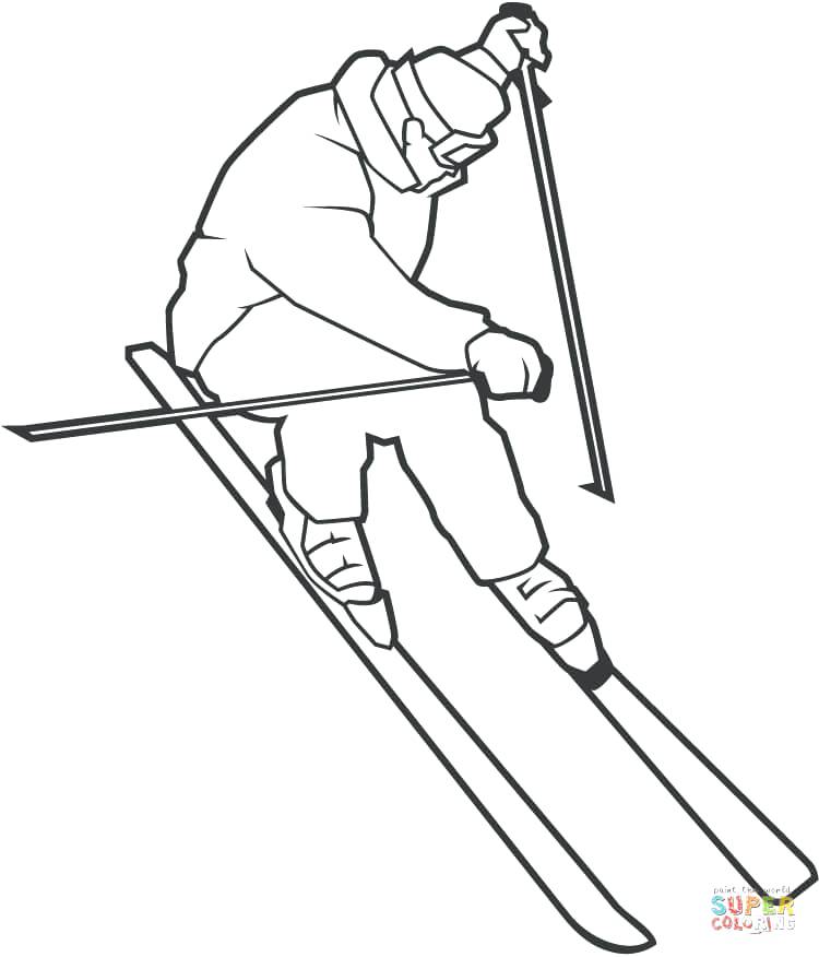 750x876 Skiing Coloring Pages Skiing High In Mountains Ski Doo Coloring