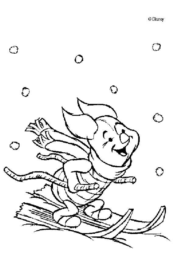 601x850 Piglet Skiing Coloring Pages