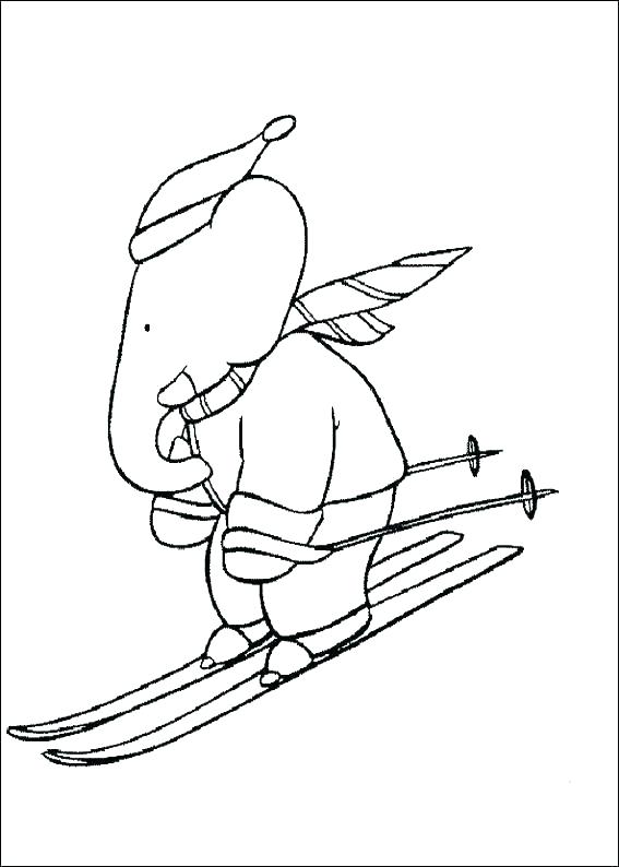 567x794 Skiing Coloring Page