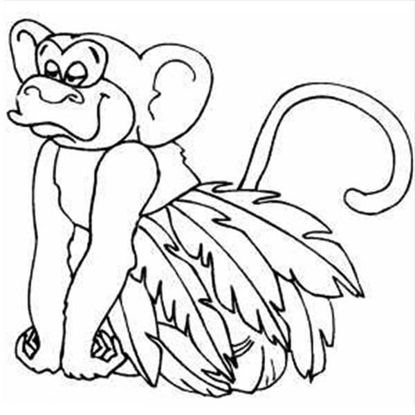 600x600 Monkey Wearing Leaf Skirt Coloring Page