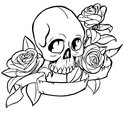 Skull And Rose Coloring Pages At Getdrawings Free Download