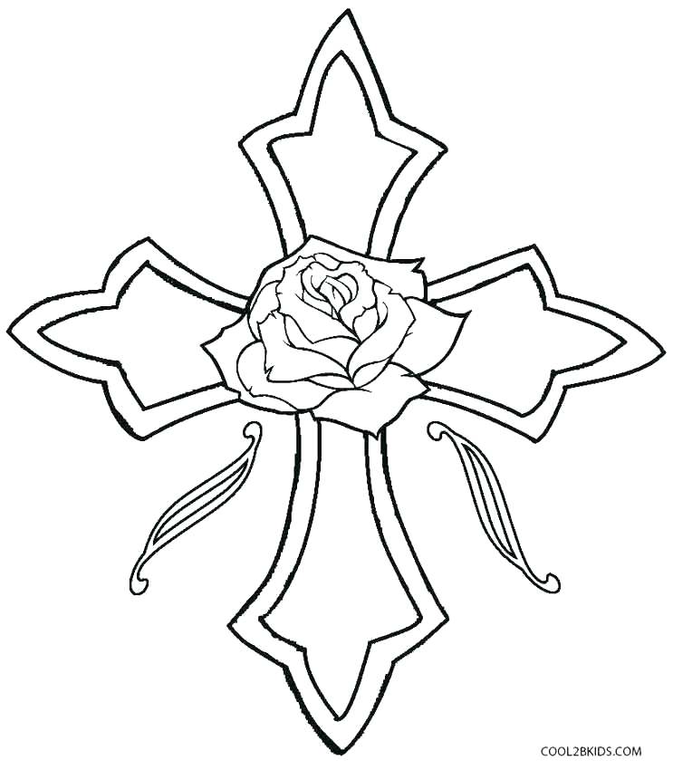 743x850 Coloring Pages Of Crosses Hearts And Roses Coloring Pages Cross