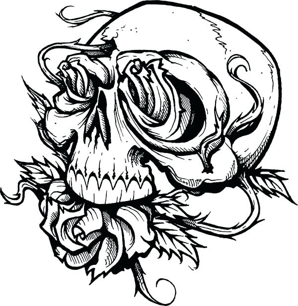 600x618 Skulls And Roses Coloring Pages Skull Roses Coloring Page Sugar