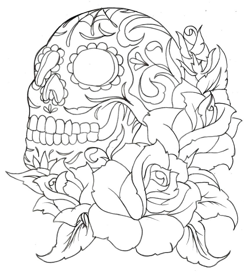 841x949 Coloring Pages Roses Coloring Pages Sugar Skull With Skulls
