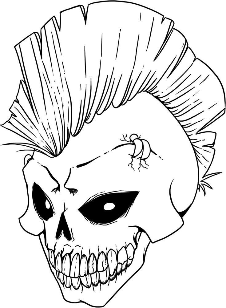 735x1000 Skeleton Head Coloring Pages Free Printable Skull Coloring Pages