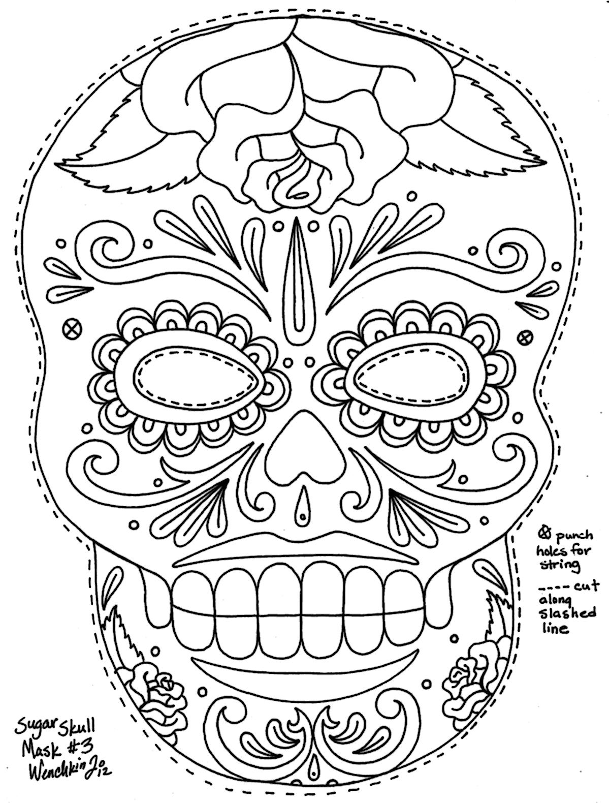 1199x1580 A Great Sugar Skull Mask Template Fun To Color Fun To Wear