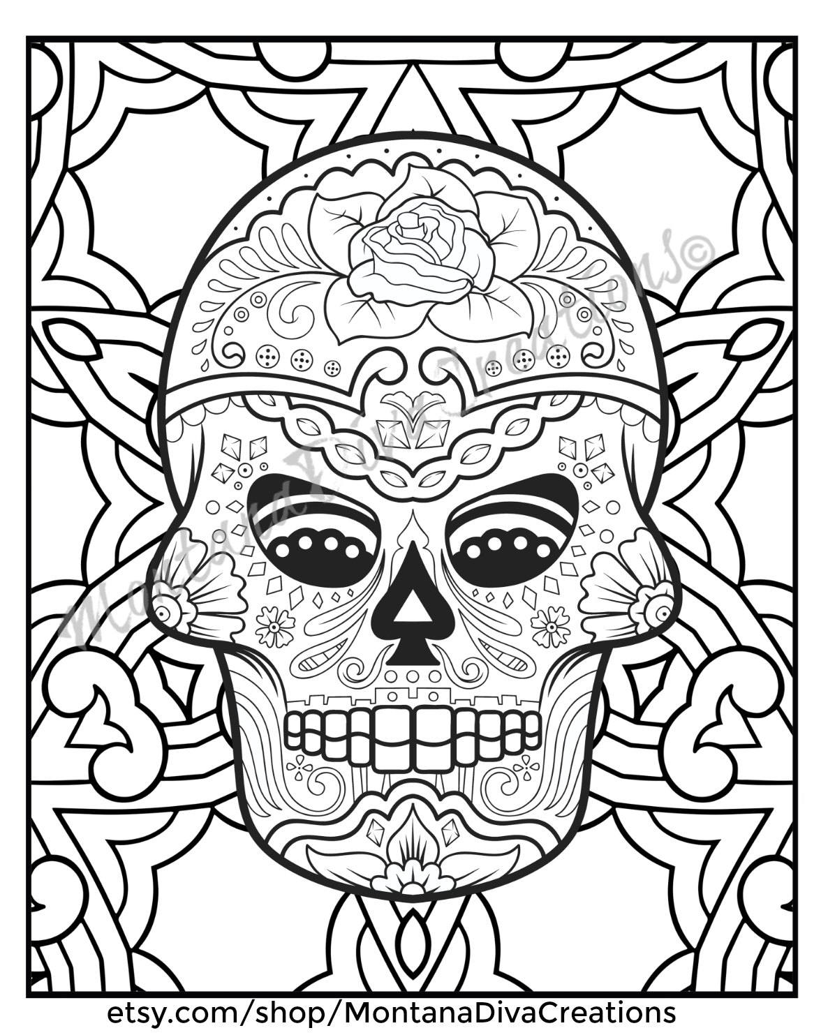 1186x1483 Genuine Sugar Skull Mandala Coloring Pages Fun Halloween Printable