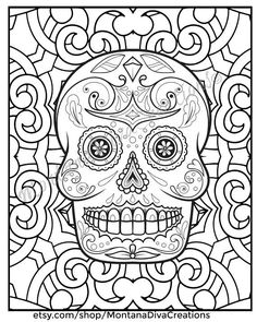 236x295 Sugar Skull Mandala Coloring Pages Immediate Digital Download