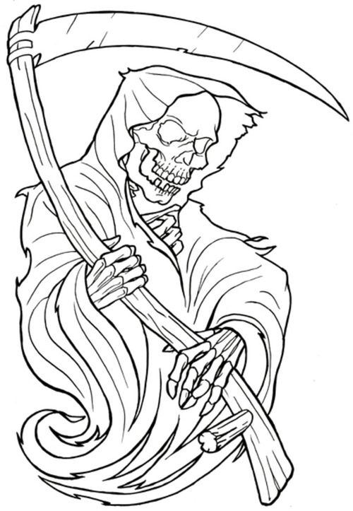 500x723 Awesome Skull Coloring Pages For Adults Skull Tattoo Coloring