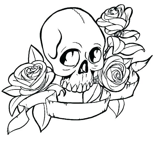 500x457 Skull And Roses Coloring Pages Coloring Pages For Kids Online