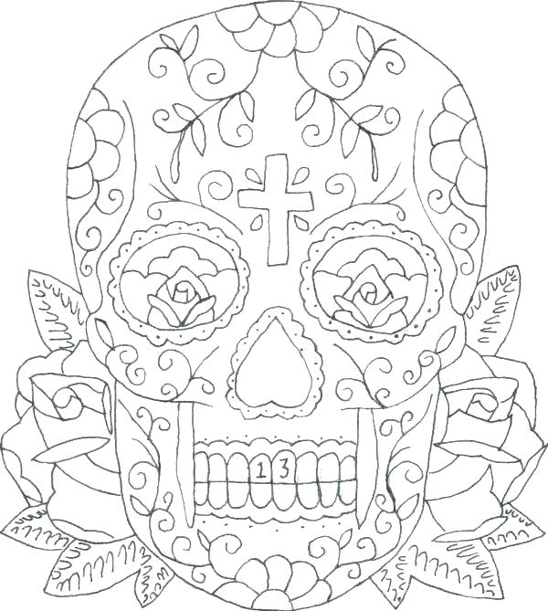 600x669 Skulls And Roses Coloring Pages Coloring Pages Skull Sugar Skull