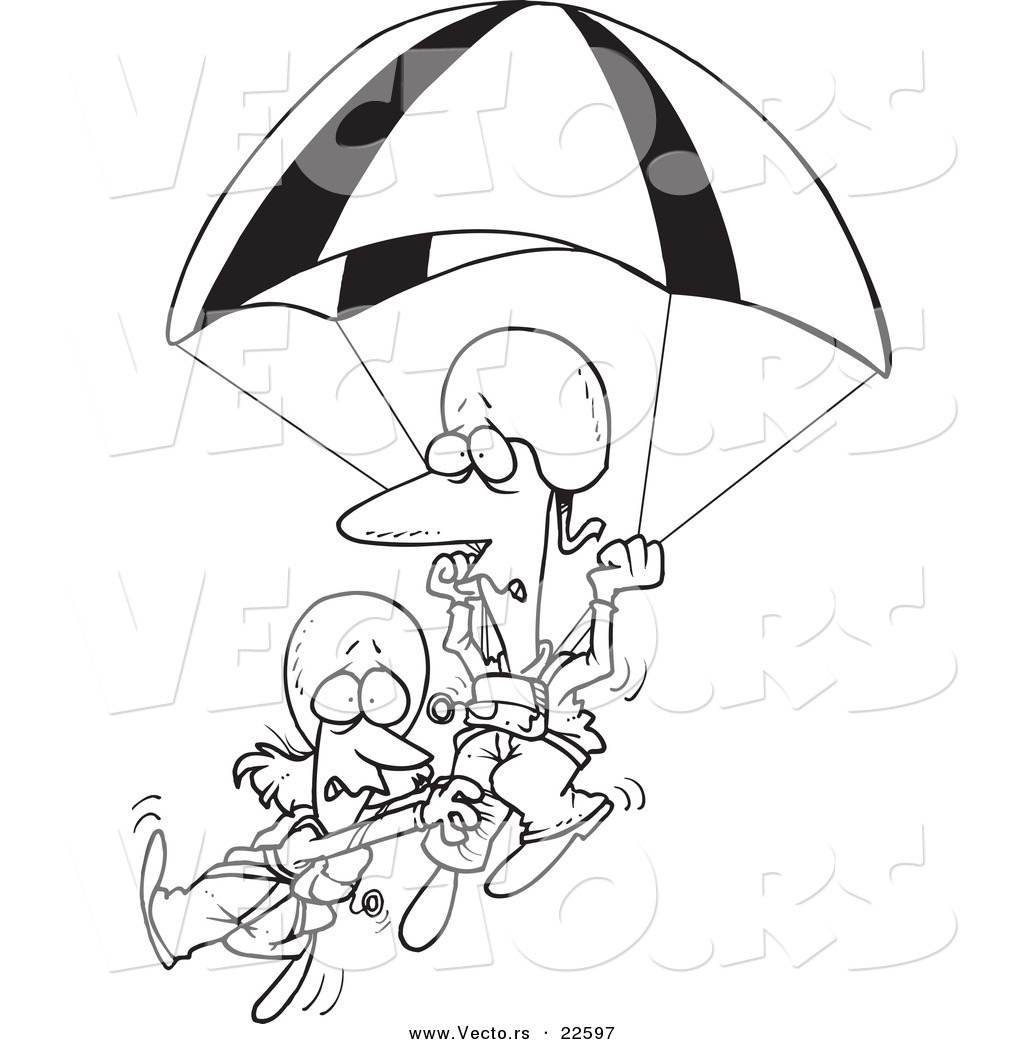 1024x1044 Vector Of A Cartoon Couple Parachuting