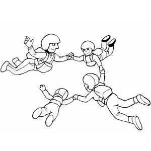 300x300 Group Sky Diving Coloring Page