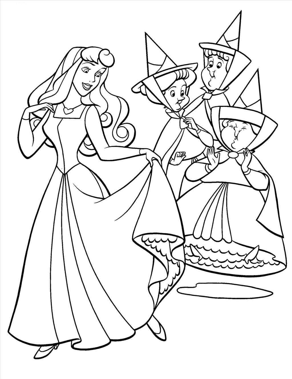 1024x1329 Sleeping Beauty With Animals Coloring Pages For Kids General