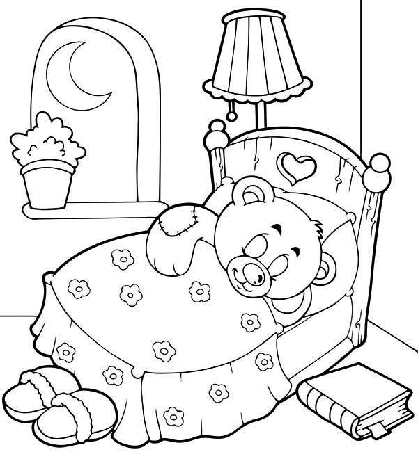 600x650 Teddy Bear Sleep Tight Coloring Page Color Luna