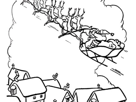 440x330 Santa And His Reindeer Coloring Pages, Dessin Noel