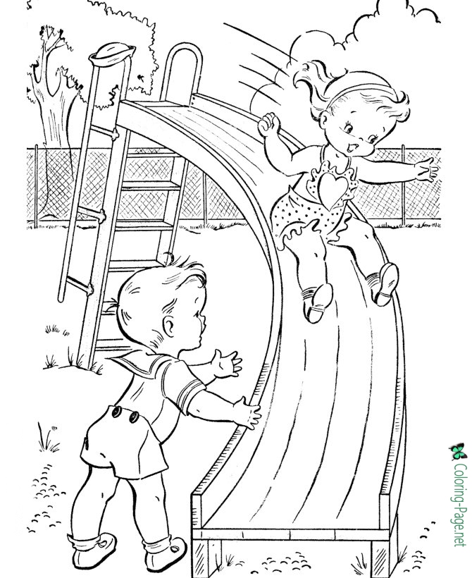 670x820 Summer Coloring Pages Girl On Slide