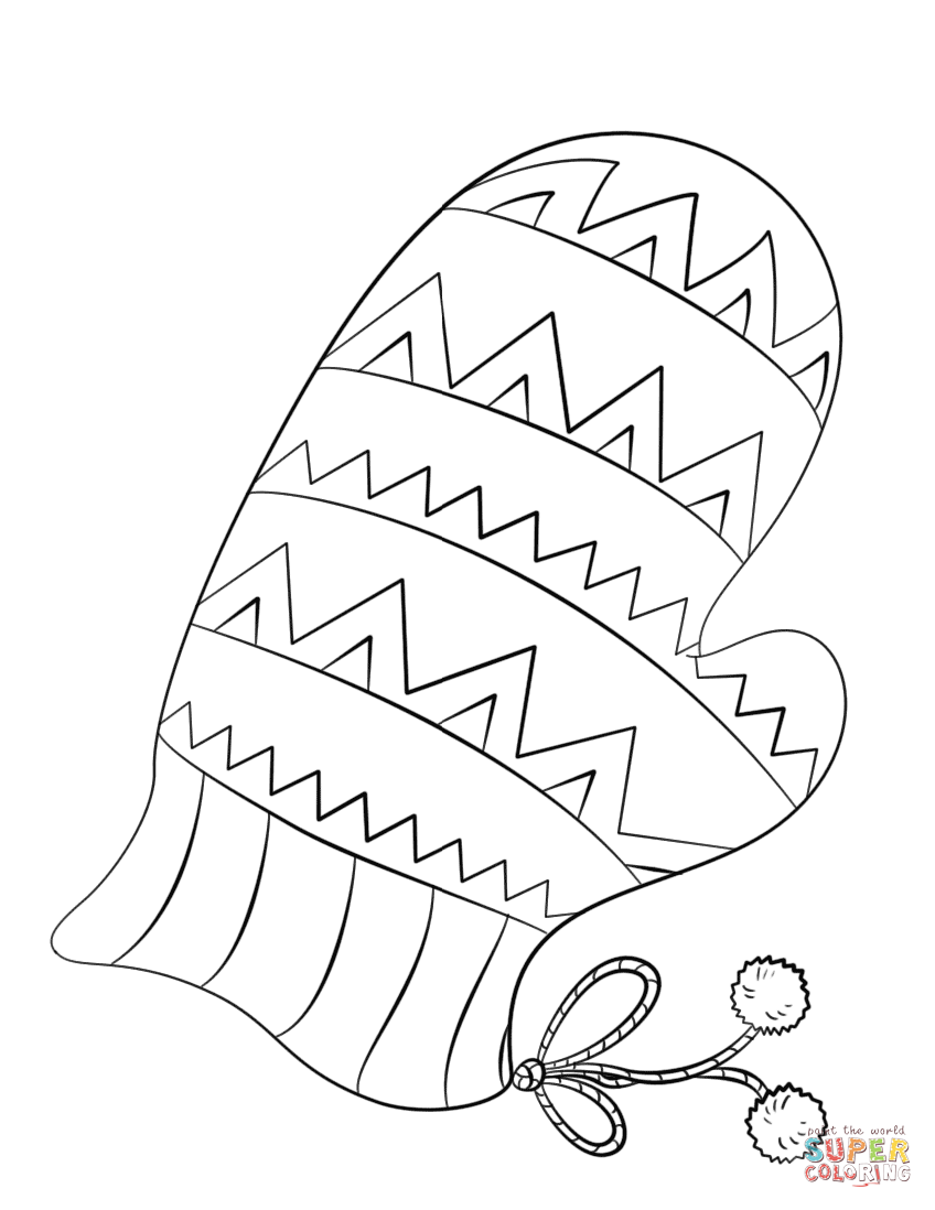 848x1098 Nice Mitten Coloring Page Printable For Tiny Christmas Mitten