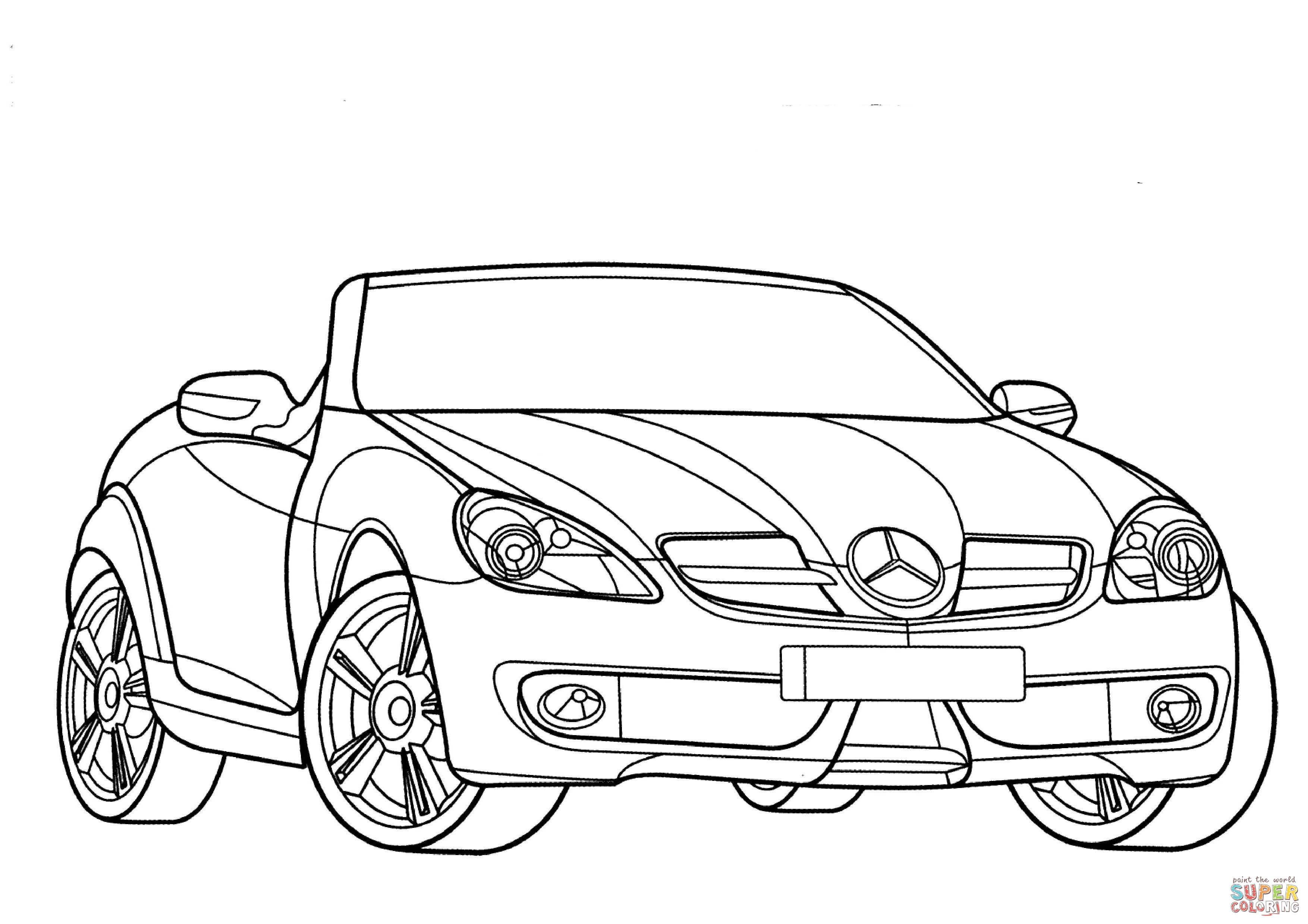 3508x2480 The Smart Car No Roof Convertible Mercedes Slk Coloring Page