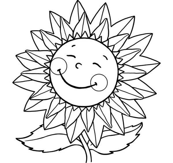 600x564 Sunflower Sweet Smile Coloring Page