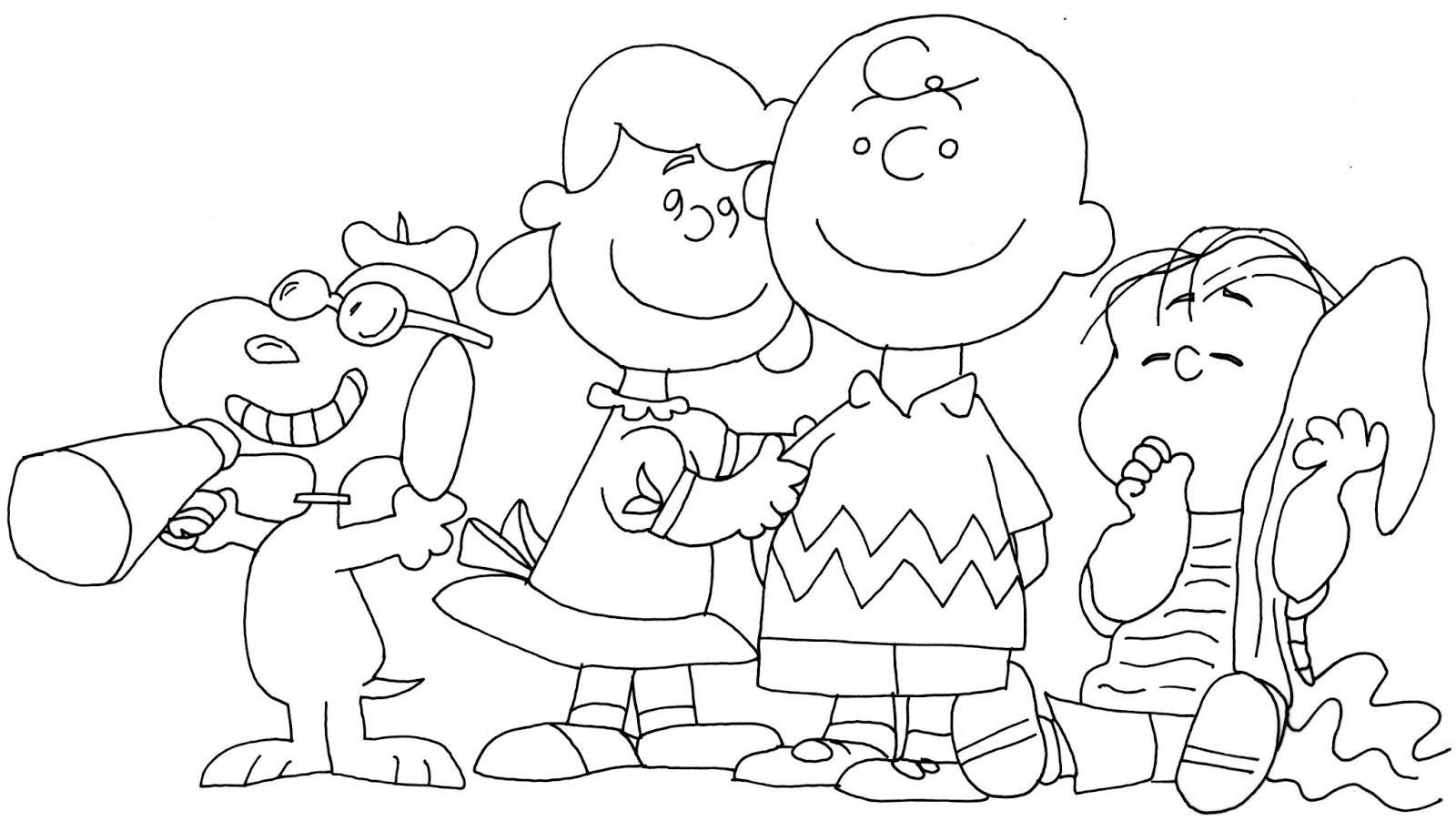 1600x902 Free Printable Coloring Page For Snoopy Lucy Charlie Brown