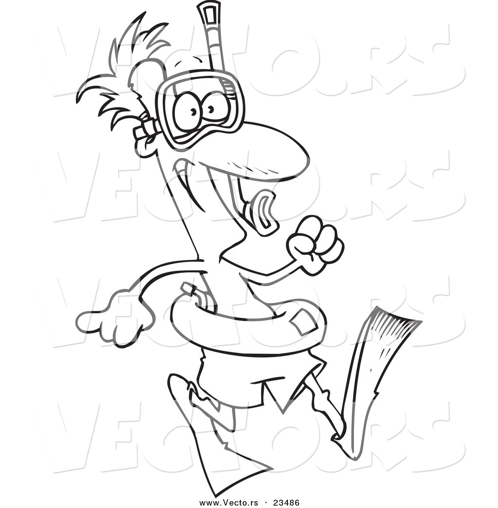 1024x1044 Cartoon Vector Of Cartoon Walking Snorkeler