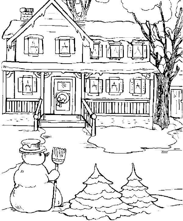 600x726 The State House In Snow Day Coloring Pages