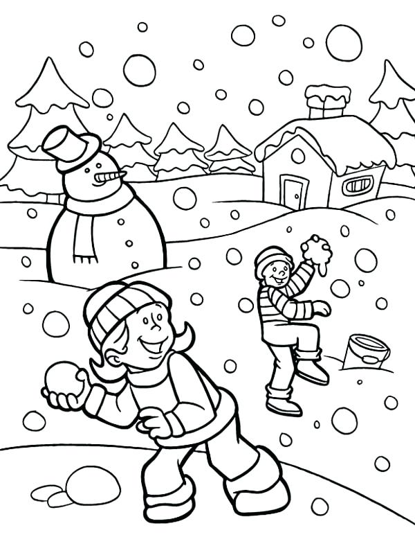 600x775 Snow Coloring Pictures Funny Fights During Heavy Snow On Winter