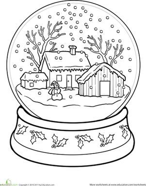 301x383 Snow Globe Coloring Page Worksheets, Globe And Snow