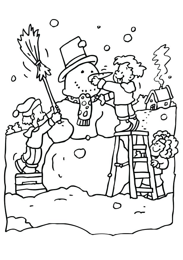 616x872 Colossal Snow Coloring Sheets Playing With In Winter Pages