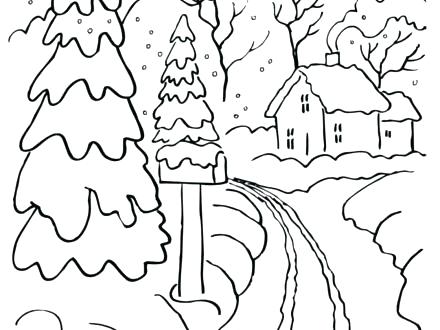 440x330 Free Winter Scene Coloring Pages For Kids Gallery